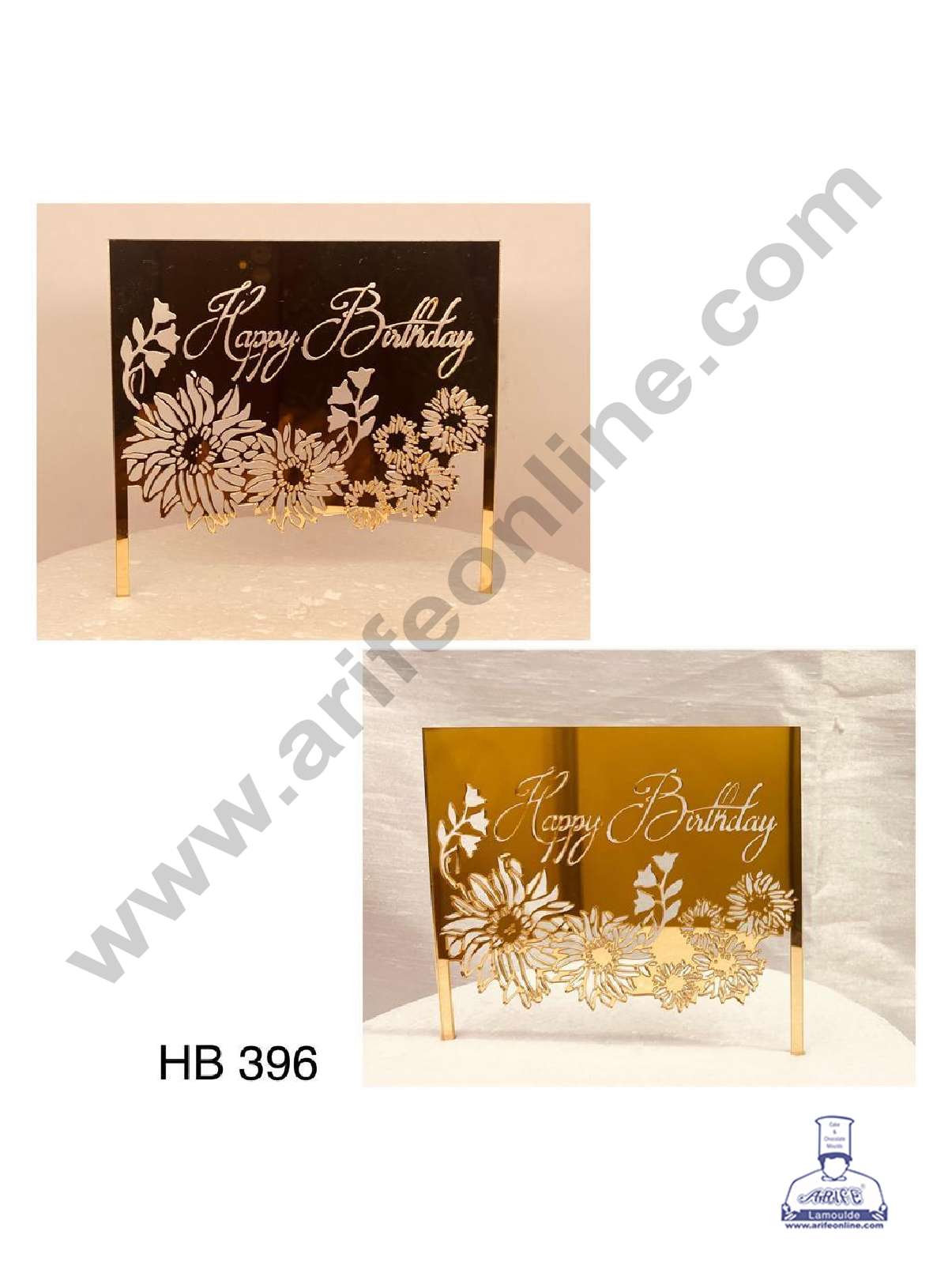 CAKE DECOR™ 5 inch Acrylic Happy Birthday with Floral Board Frame Cake Topper Cake Decoration Dessert Decoration (SBMT-1059)