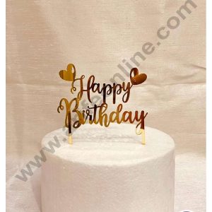 CAKE DECOR™ 5 inch Acrylic Happy Birthday with Heart Balloons Cake Topper Cake Decoration Dessert Decoration (SBMT-1060)