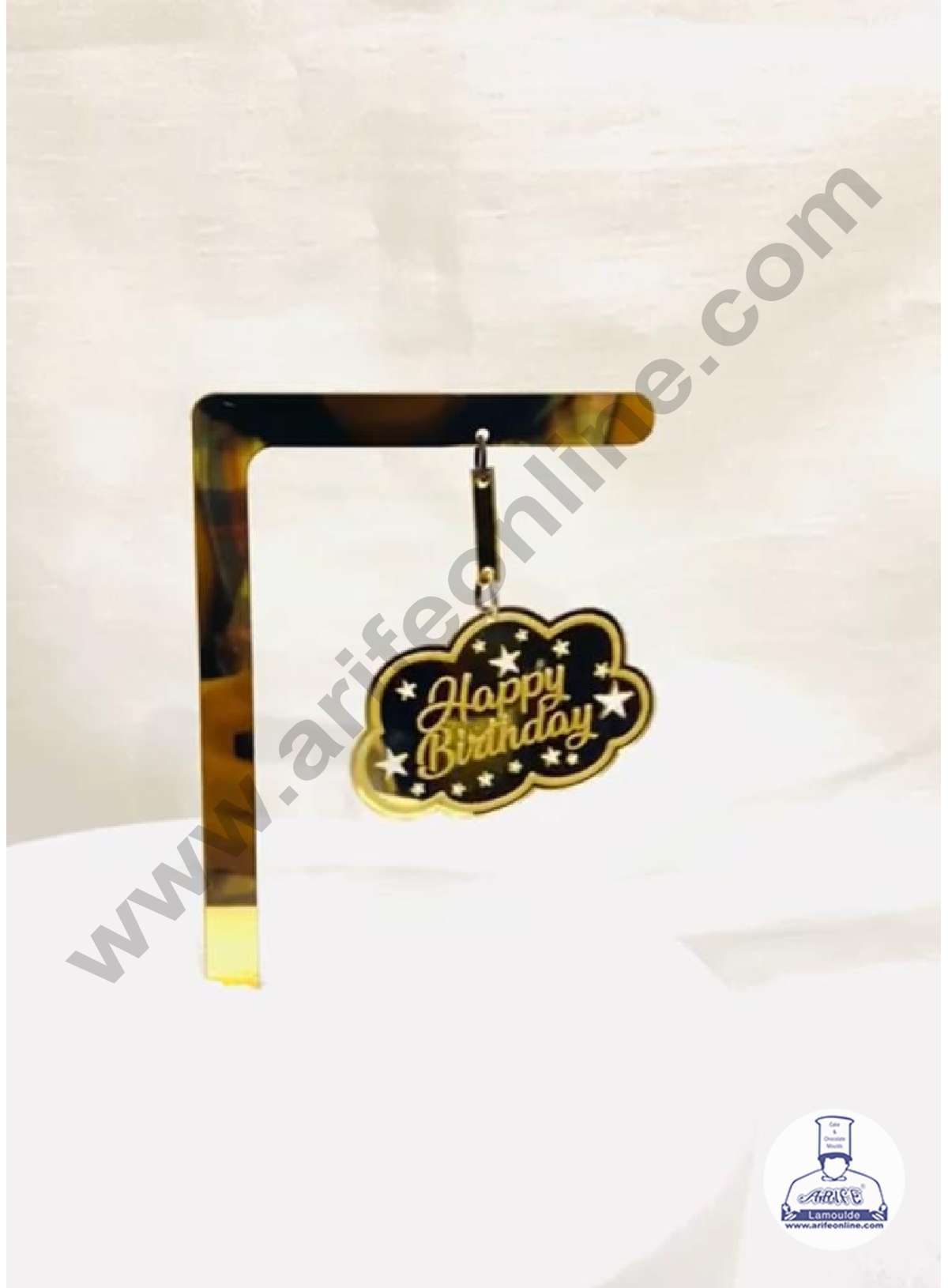 CAKE DECOR™ 5 inch Acrylic Happy Birthday with Hanging Cloud & Star Cake Topper Cake Decoration Dessert Decoration (SBMT-1062-N)