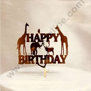CAKE DECOR™ 5 inch Acrylic Happy Birthday Animal Theme Cake Topper Cake Decoration Dessert Decoration (SBMT-1069-G)