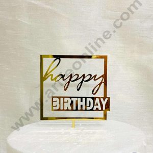 CAKE DECOR™ 5 inch Acrylic Happy Birthday in Square Frame Cake Topper Cake Decoration Dessert Decoration (SBMT-1071)