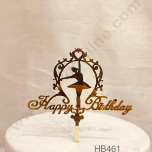 CAKE DECOR™ 5 inch Acrylic Happy Birthday With Dancing Lady Cake Topper Cake Decoration (SBMT-1074)