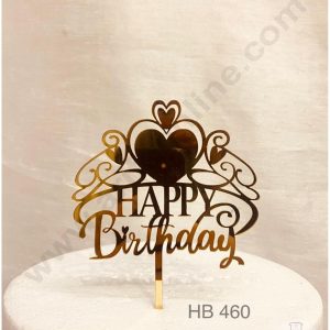 CAKE DECOR™ 5 inch Acrylic Happy Birthday With Heart in Heart Cake Topper Cake Decoration (SBMT-1075)