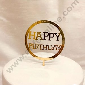 CAKE DECOR™ 5 inch Acrylic Happy Birthday Round Frame Cake Topper Cake Decoration (SBMT-1076)