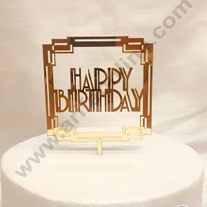 CAKE DECOR™ 5 inch Acrylic Happy Birthday in Square Frame Cake Topper Cake Decoration (SBMT-1080)