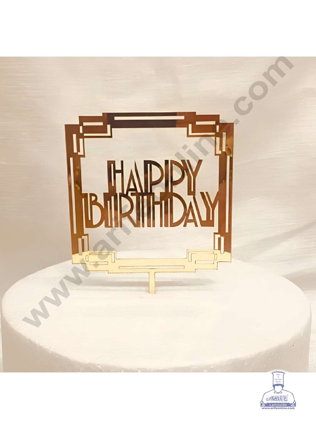 CAKE DECOR™ 5 inch Acrylic Happy Birthday in Square Frame Cake Topper Cake Decoration (SBMT-1080)