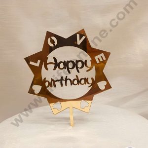 CAKE DECOR™ 5 inch Acrylic Happy Birthday Love Heart in Cutout Frame Cake Topper Cake Decoration (SBMT-1081)