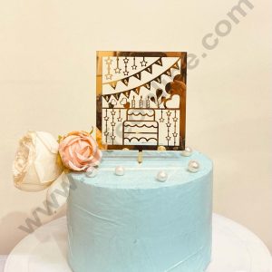 CAKE DECOR™ 5 inch Acrylic Happy Birthday with Star Hearts and Candles Cake Topper Cake Decoration (SBMT-1100)