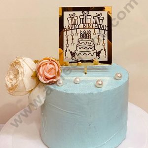 CAKE DECOR™ 5 inch Acrylic Happy Birthday with Birthday Cake Topper Cake Decoration (SBMT-1104)