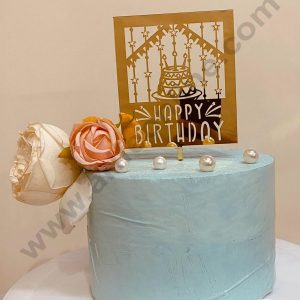 CAKE DECOR™ 5 inch Acrylic Happy Birthday with Banner Cake Topper Cake Decoration (SBMT-1105)