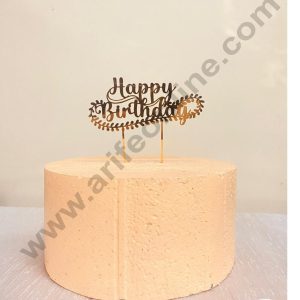 CAKE DECOR™ 5 inch Acrylic Gold Mirror Finishing Acrylic Stylish Happy Birthday Cake Topper  Design-2 ( SBMT-1237 )