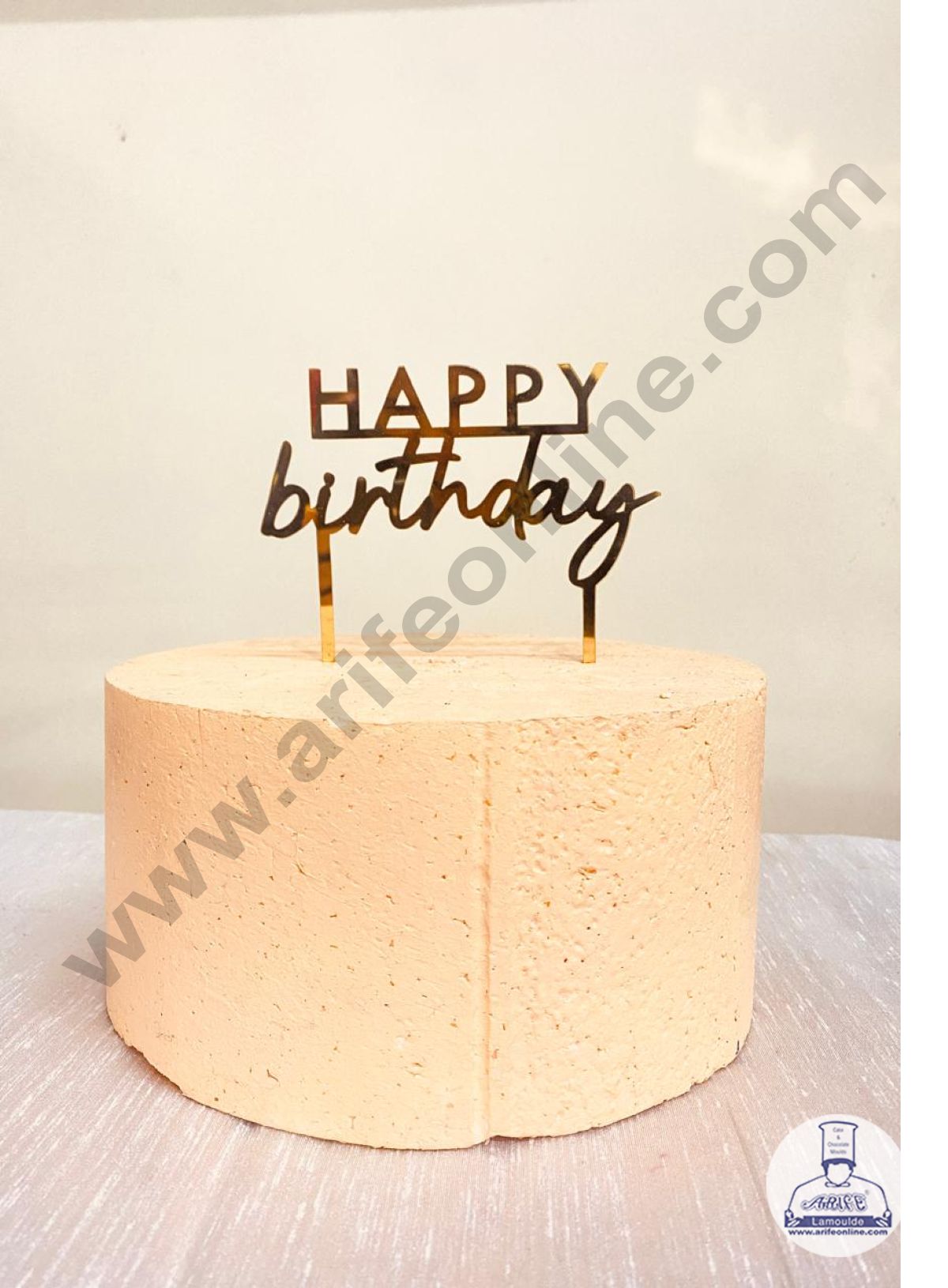 CAKE DECOR™ 5 inch Acrylic Gold Mirror Finishing Acrylic Stylish Happy Birthday Cake Topper Design-7 ( SBMT-1242 )