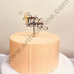 CAKE DECOR™ 5 inch Acrylic Gold Mirror Finishing Acrylic Stylish Happy Birthday Cake Topper  Design-9 ( SBMT-1244 )