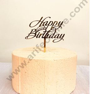 CAKE DECOR™ 5 inch Acrylic Gold Mirror Finishing Acrylic Stylish Happy Birthday Cake Topper  Design-11 ( SBMT-1246 )