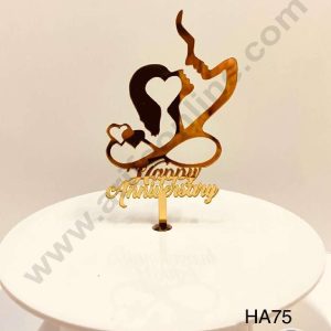 CAKE DECOR™ 5 inch Acrylic Happy Anniversary Couple Infinity Heart Cake Topper Cake Decoration Dessert Decoration (SBMT-2002)