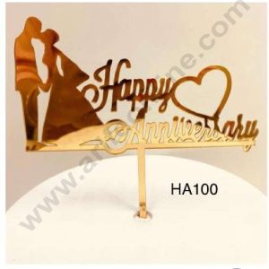 CAKE DECOR™ 5 inch Acrylic Wedding Couple Happy Anniversary with Heart Cake Topper Cake Decoration Dessert Decoration (SBMT-2006)
