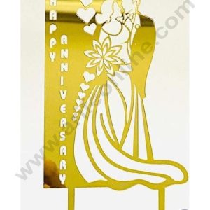 CAKE DECOR™ 5 inch Acrylic Happy Anniversary Cutout Wedding Couple Cake Topper Cake Decoration Dessert Decoration (SBMT-2008)