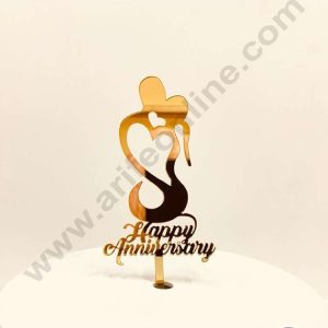 CAKE DECOR™ 5 inch Acrylic Happy Anniversary with Couple Heart Shape Cake Topper Cake Decoration Dessert Decoration (SBMT-2013)