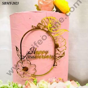 CAKE DECOR™ 5 inch Acrylic Happy Anniversary in Flower Frame Cake topper (SBMT-2023)