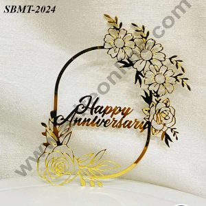 CAKE DECOR™ 5 inch Acrylic Happy Anniversary in Daisy Flowers Frame Cake topper (SBMT-2024)