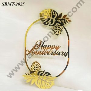 CAKE DECOR™ 5 inch Acrylic Happy Anniversary in Palm Leaves Frame Cake topper (SBMT-2025)
