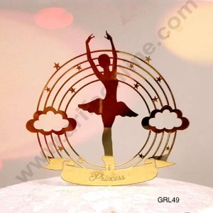 CAKE DECOR™ 5 inch Acrylic Ballerina Princess with Raindow Stars and Cloud Frame Cake Topper Cake Decoration Dessert Decoration (SBMT-3001)