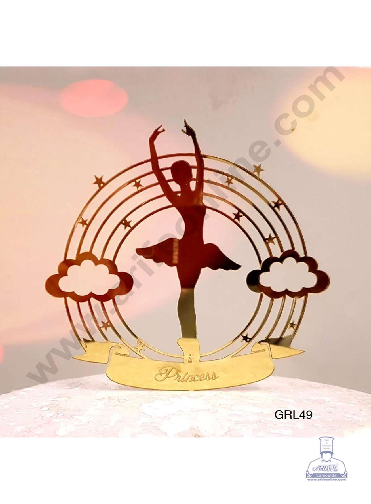 CAKE DECOR™ 5 inch Acrylic Ballerina Princess with Raindow Stars and Cloud Frame Cake Topper Cake Decoration Dessert Decoration (SBMT-3001)