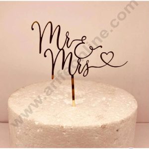 CAKE DECOR™ 5 inch Acrylic Simple MR. & MRS. with Heart Cake Topper Cake Decoration Dessert Decoration (SBMT-3003)