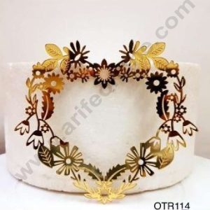 CAKE DECOR™ 5 inch Acrylic Floral Heart Shape Cake Topper Cake Decoration Dessert Decoration (SBMT-3007)