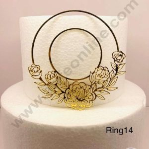 CAKE DECOR™ 5 inch Acrylic Floral Round Ring Frame Cake Topper Cake Decoration Dessert Decoration (SBMT-3008)