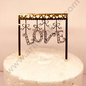 CAKE DECOR™ 5 inch Acrylic Cutout Heart Love Hanging Frame Cake Topper (SBMT-3009-2N)