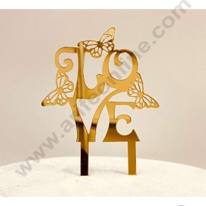 CAKE DECOR™ 5 inch Acrylic Love with Butterflies Cake Topper Cake Decoration Dessert Decoration (SBMT-3010)