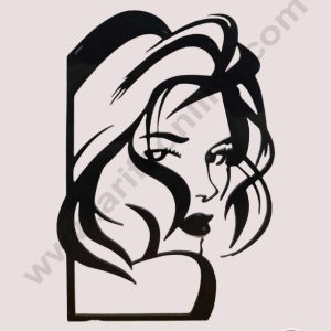 CAKE DECOR™ 5 inch Black Acrylic Long Hair Women Face Cutout Cake Topper Cake Decoration Dessert Decoration (SBMT-3013-B)