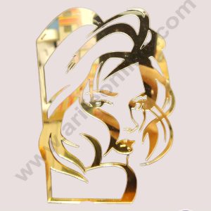 CAKE DECOR™ 5 inch Acrylic Long Hair Women Face Cutout Cake Topper Cake Decoration Dessert Decoration (SBMT-3013-G)