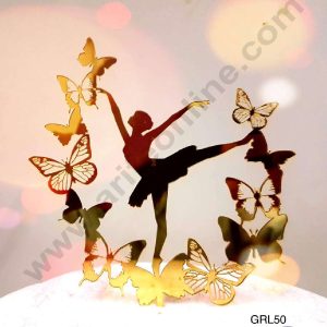 CAKE DECOR™ 5 inch Acrylic Ballerina Princess with Butterflies Frame Cake Topper Cake Decoration Dessert Decoration (SBMT-3014)
