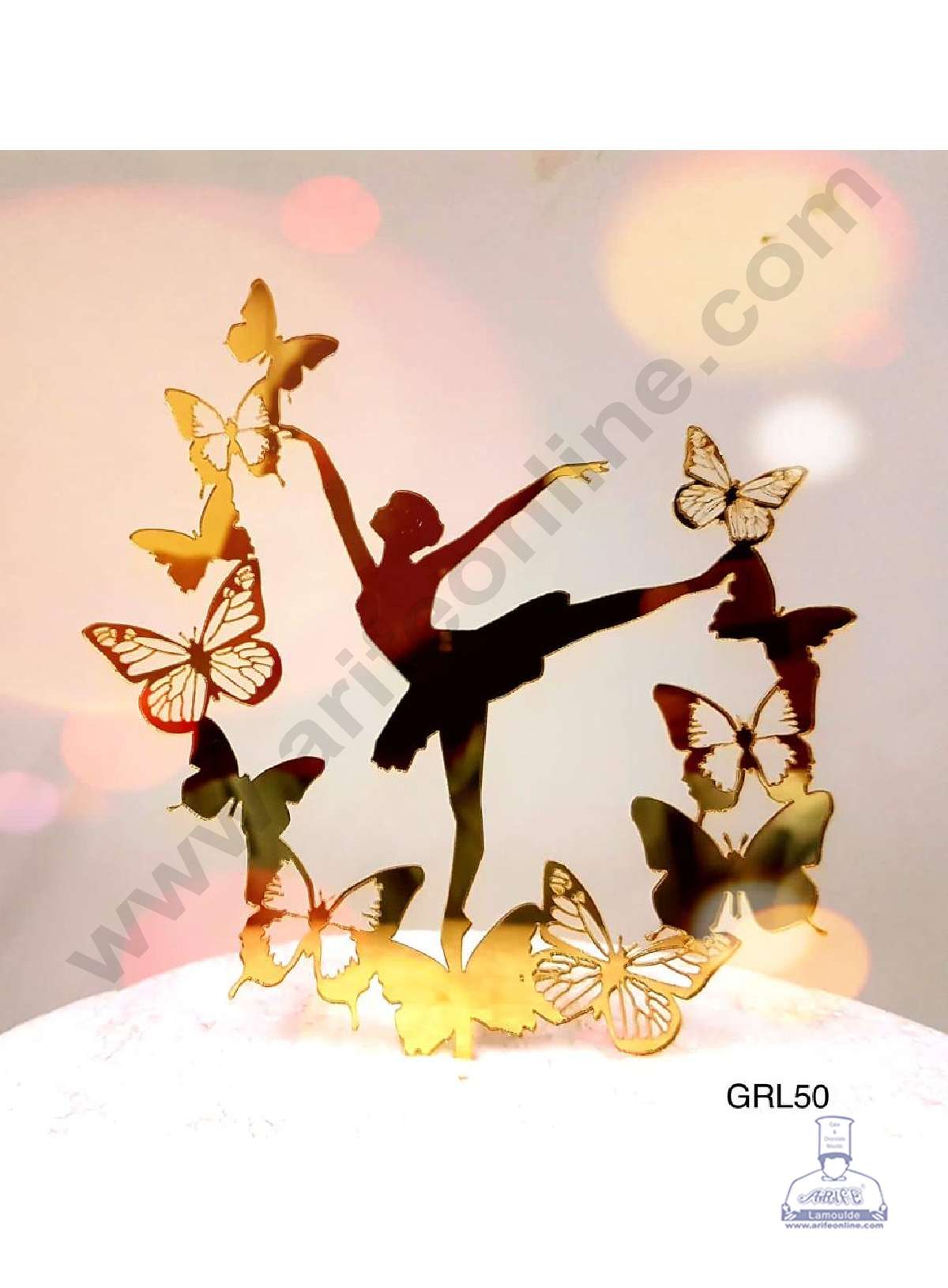 CAKE DECOR™ 5 inch Acrylic Ballerina Princess with Butterflies Frame Cake Topper Cake Decoration Dessert Decoration (SBMT-3014)