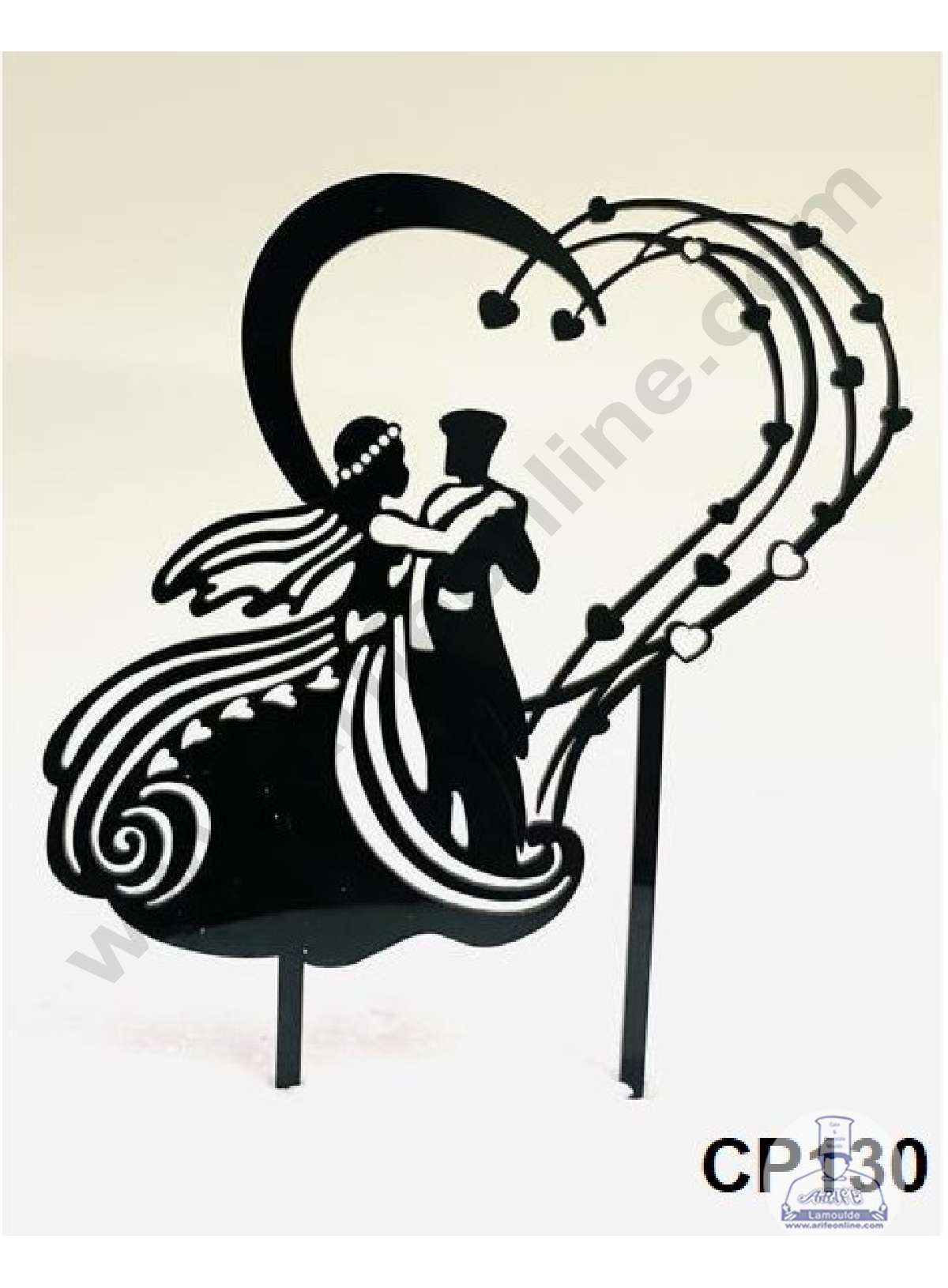 CAKE DECOR™ 5 inch Black Acrylic Wedding Couple with Heart Cutout Cake Topper Cake Decoration Dessert Decoration (SBMT-3015-B)