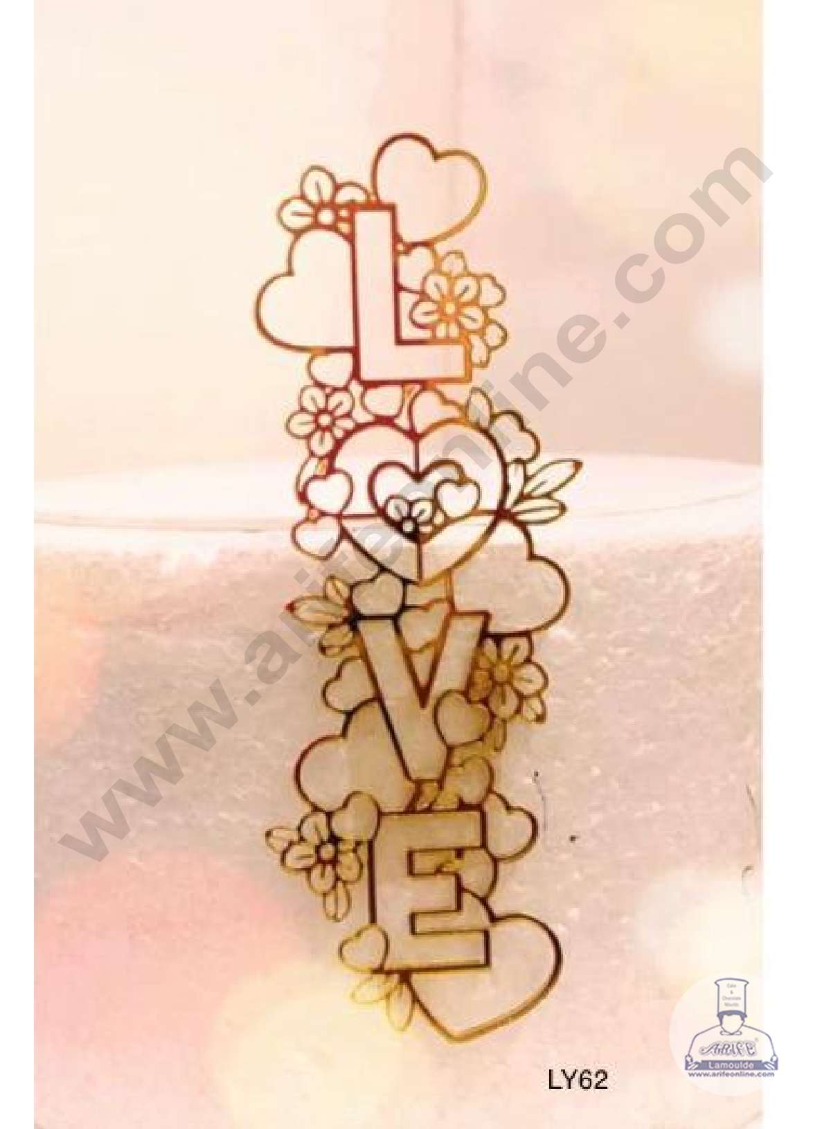 CAKE DECOR™ 5 inch Acrylic Vertical Love with Heart & Floral Cutout Design Cake Topper Cake Decoration Dessert Decoration (SBMT-3030-N)