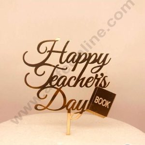 CAKE DECOR™ 5 inch Acrylic Happy Teacher's Day with Book Cutout Cake Topper Cake Decoration Dessert Decoration (SBMT-3040)
