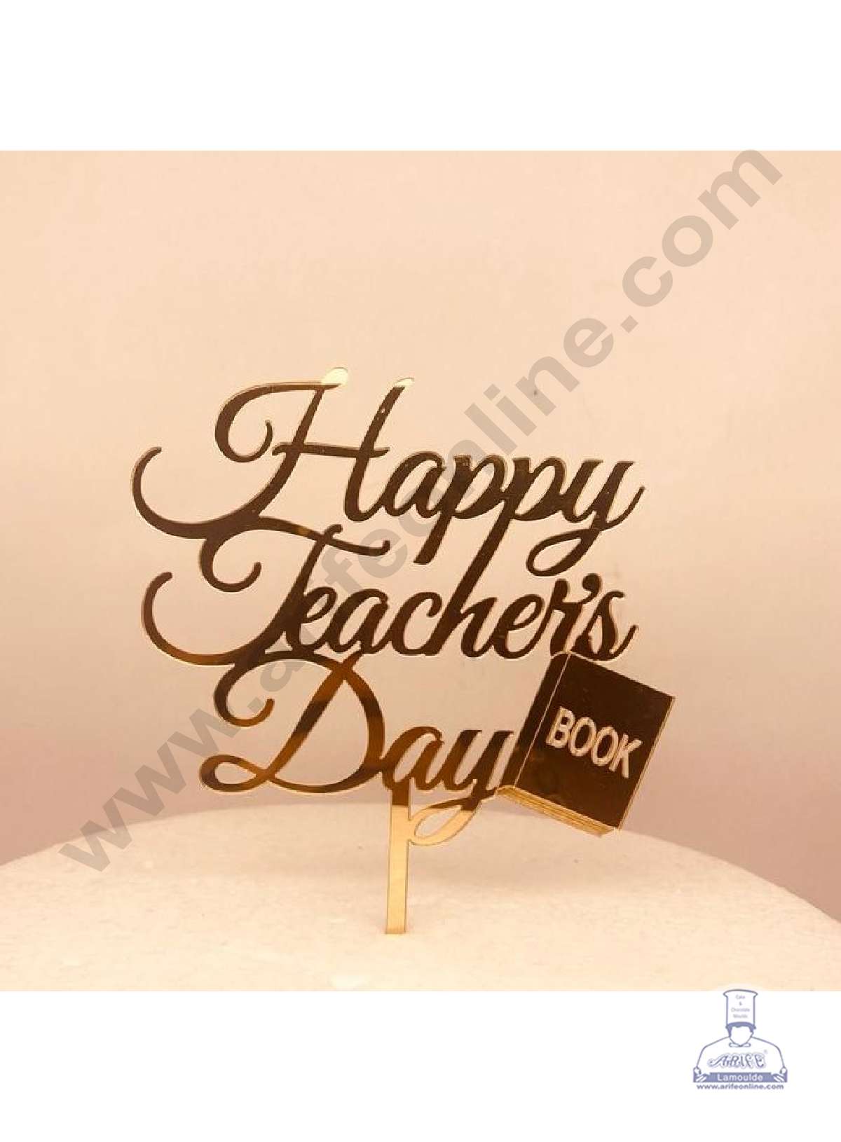CAKE DECOR™ 5 inch Acrylic Happy Teacher's Day with Book Cutout Cake Topper Cake Decoration Dessert Decoration (SBMT-3040)