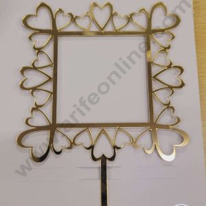 CAKE DECOR™ 5 inch Acrylic Square Shape Multi Hearts Cutout Frame Cake Topper Cake Decoration Dessert Decoration (SBMT-3041)