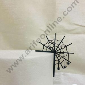 CAKE DECOR™ 5 inch Black Acrylic Spider-Web with Spiders Cake Topper Cake Decoration Dessert Decoration (SBMT-3045)