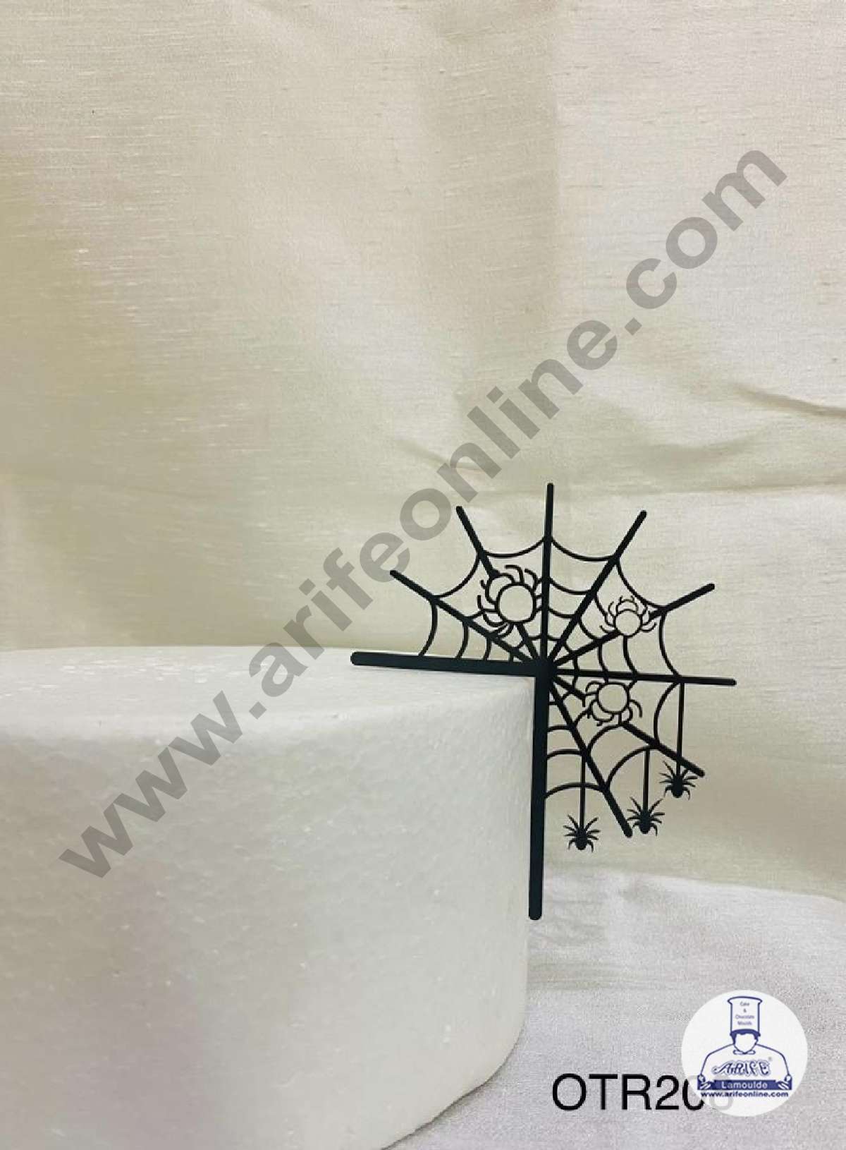 CAKE DECOR™ 5 inch Black Acrylic Spider-Web with Spiders Cake Topper Cake Decoration Dessert Decoration (SBMT-3045)