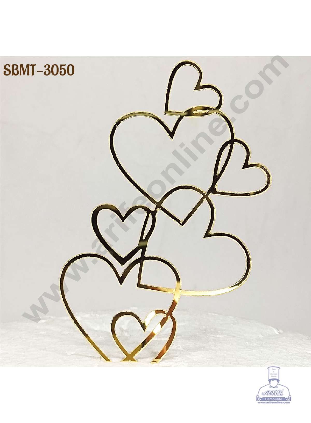 CAKE DECOR™ 5 inch Acrylic 7 Hearts Entwined Cutout Cake Topper Cake Decoration (SBMT-3050)