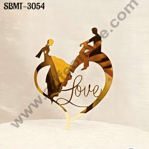 CAKE DECOR™ 5 inch Acrylic Couple with Love in Heart Frame Cake Topper (SBMT-3054)