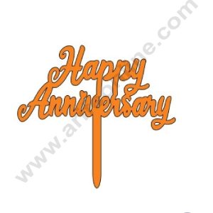 CAKE DECORβ’ 3 Inch 10 pcs Golden Acrylic Cake Topper - Simple Happy Anniversary - 01 ( SBMT-3INCH-17 )