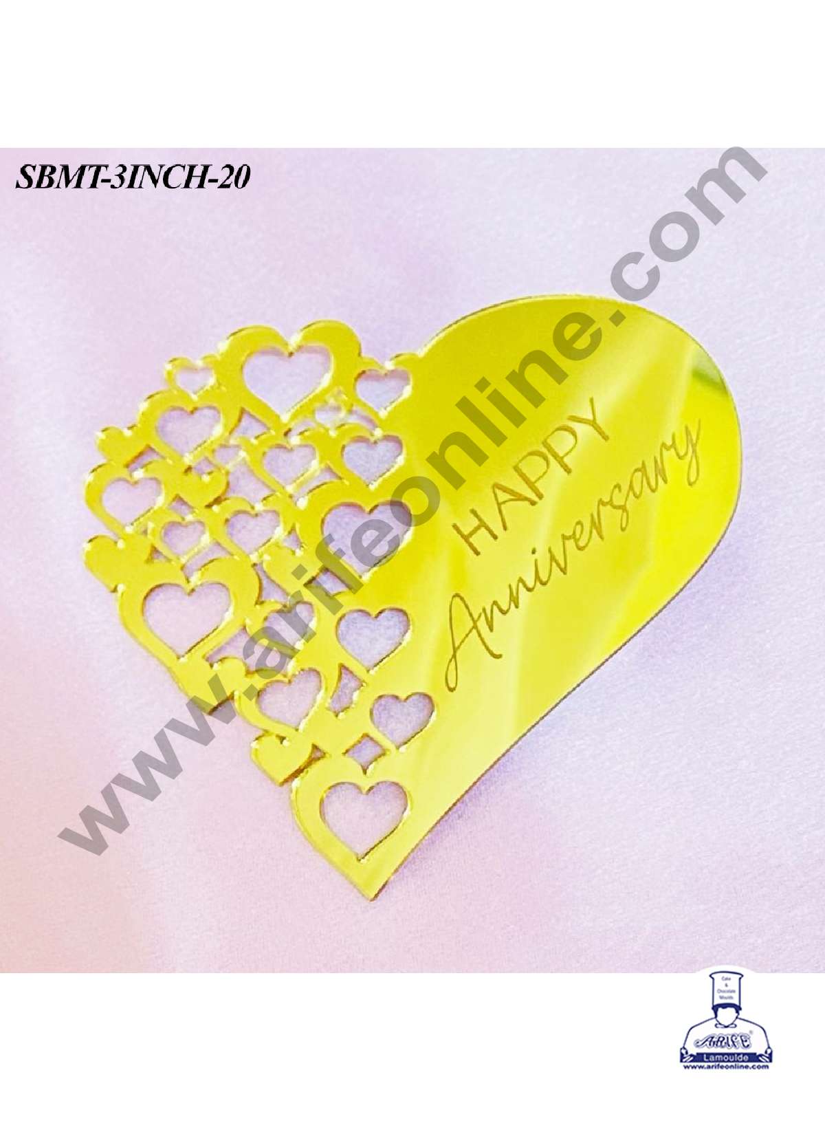 CAKE DECOR™ 3 inch Acrylic Happy Anniversary Heart Cutout Cake topper (SBMT-3INCH-20)