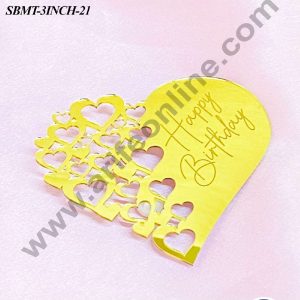CAKE DECORβ’ 3 inch Acrylic Happy Birthday Heart Cutout Cake topper (SBMT-3INCH-21)
