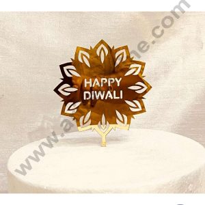 CAKE DECOR™ 5 inch Acrylic Happy Diwali with Unique Style Cutout Frame Cake Topper Cake Decoration Dessert Decoration (SBMT-5003)