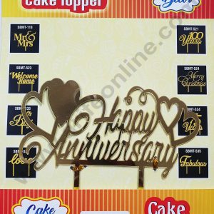 Cake Decor Mirror Finshing Acrylic Cake Topper Happy Anniversary